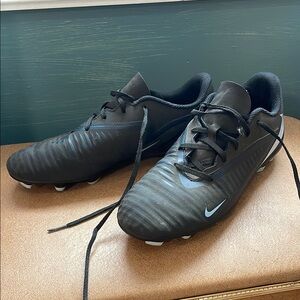 Nike Phantom Women’s Black Athletic Soccer Cleats with Blue Swoosh